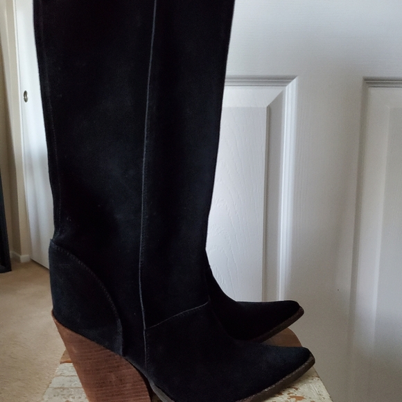 Jeffrey Campbell Free People Black Suede Knee-High Boots Womens 9.5 - Picture 2 of 15